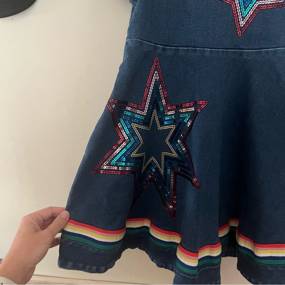 Mini Boden Denim Sequin Star Dress - Picture 2 of 4